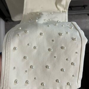 Isaac Mizrahi Cream Embellished pearls Pants